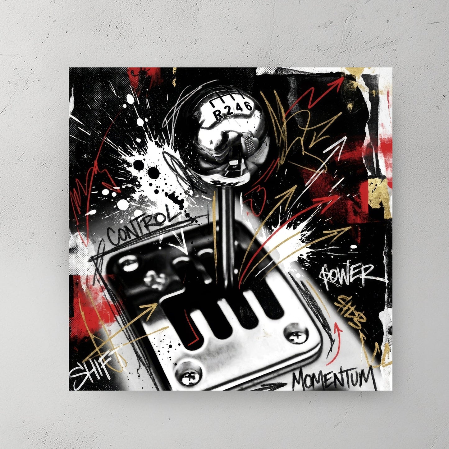 Vintage muscle car shifter 8-ball street art graffiti wall art print