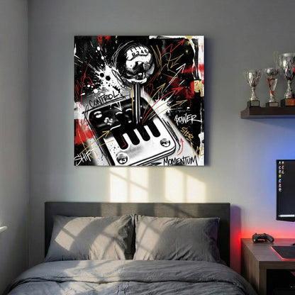 Vintage muscle car shifter 8-ball street art graffiti wall art print