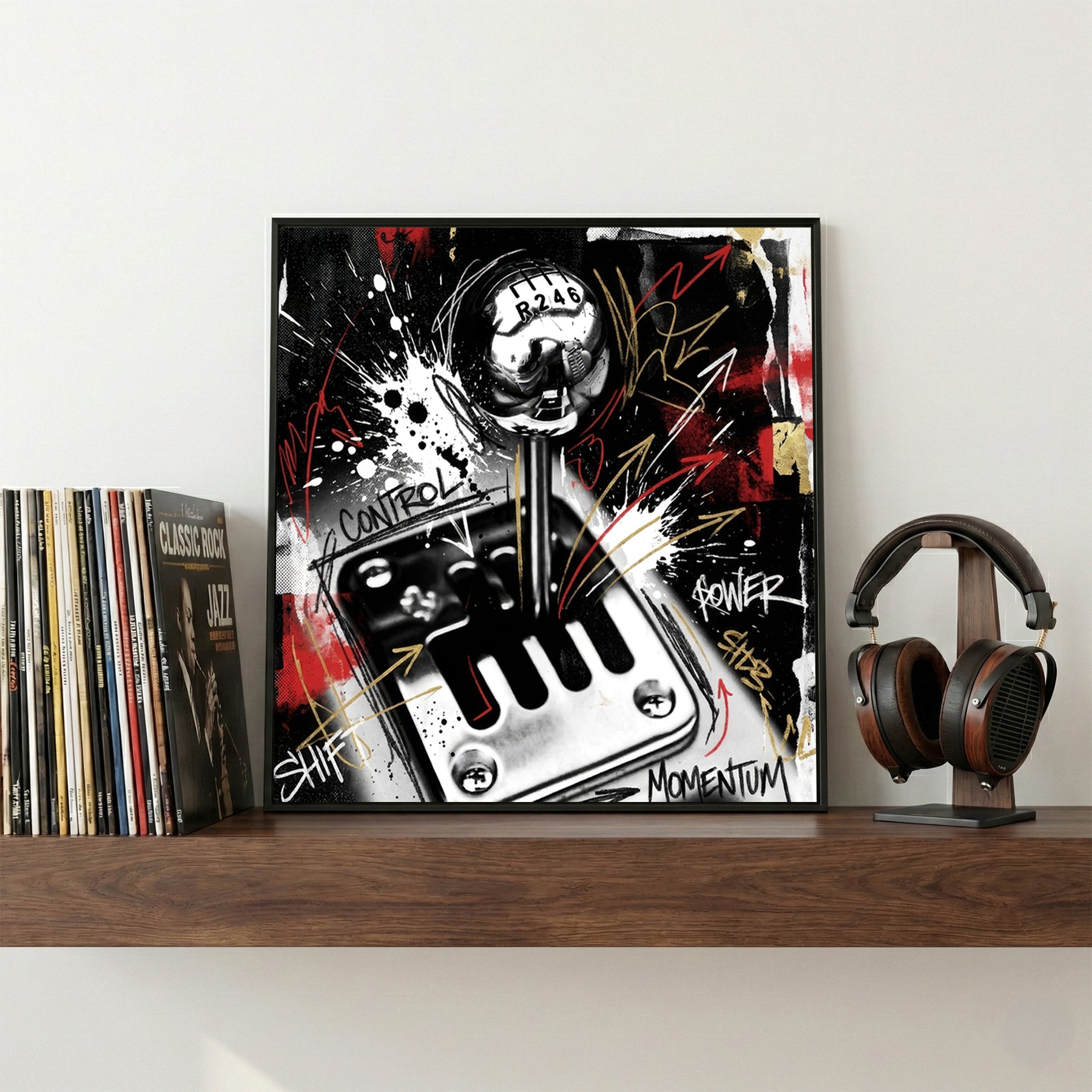 Vintage muscle car shifter 8-ball street art graffiti wall art print
