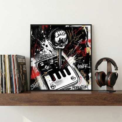 Vintage muscle car shifter 8-ball street art graffiti wall art print