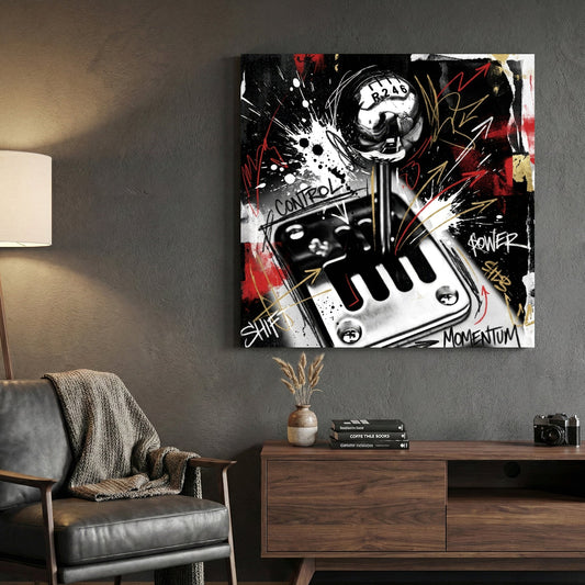 Vintage muscle car shifter 8-ball street art graffiti wall art print