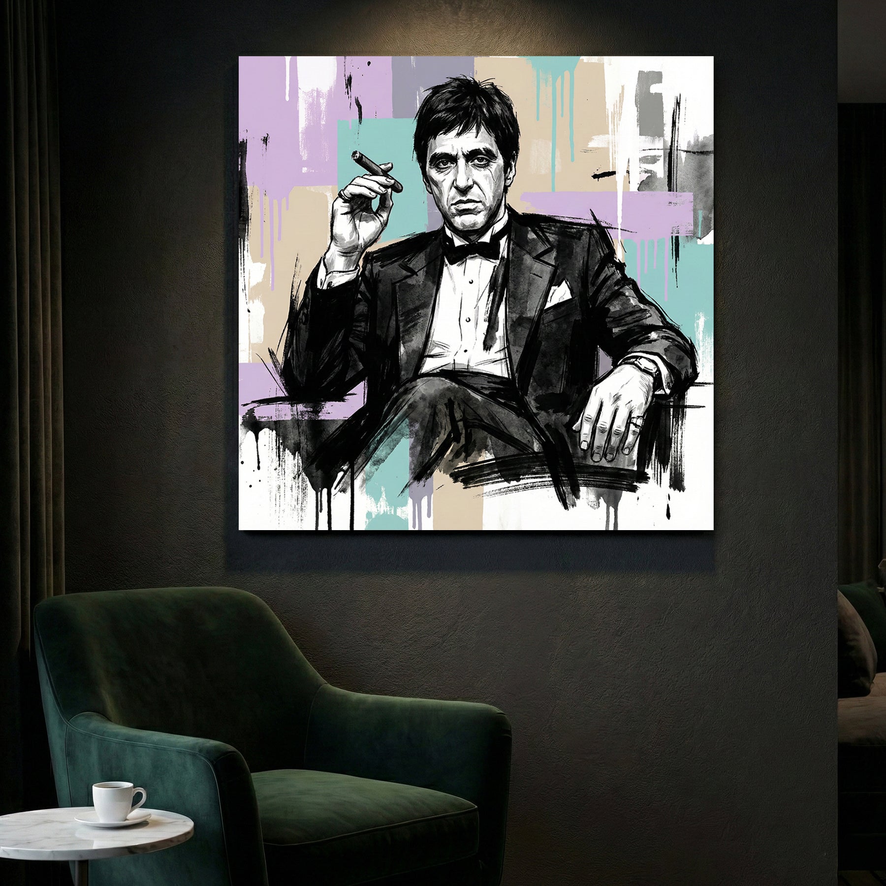 Tony Montana Scarface pop art portrait wall art print sketch