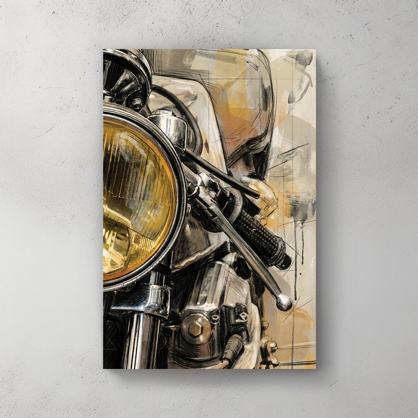 Harley Davidson headlight sketch vintage wall art print motorcycle