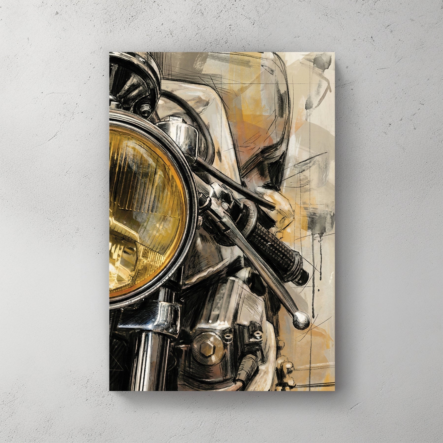 Harley Davidson headlight sketch vintage wall art print motorcycle