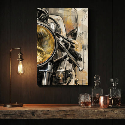 Harley Davidson headlight sketch vintage wall art print motorcycle