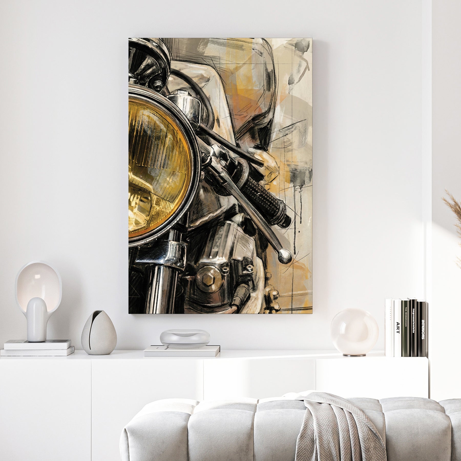 Harley Davidson headlight sketch vintage wall art print motorcycle