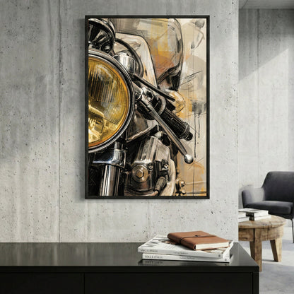 Harley Davidson headlight sketch vintage wall art print motorcycle