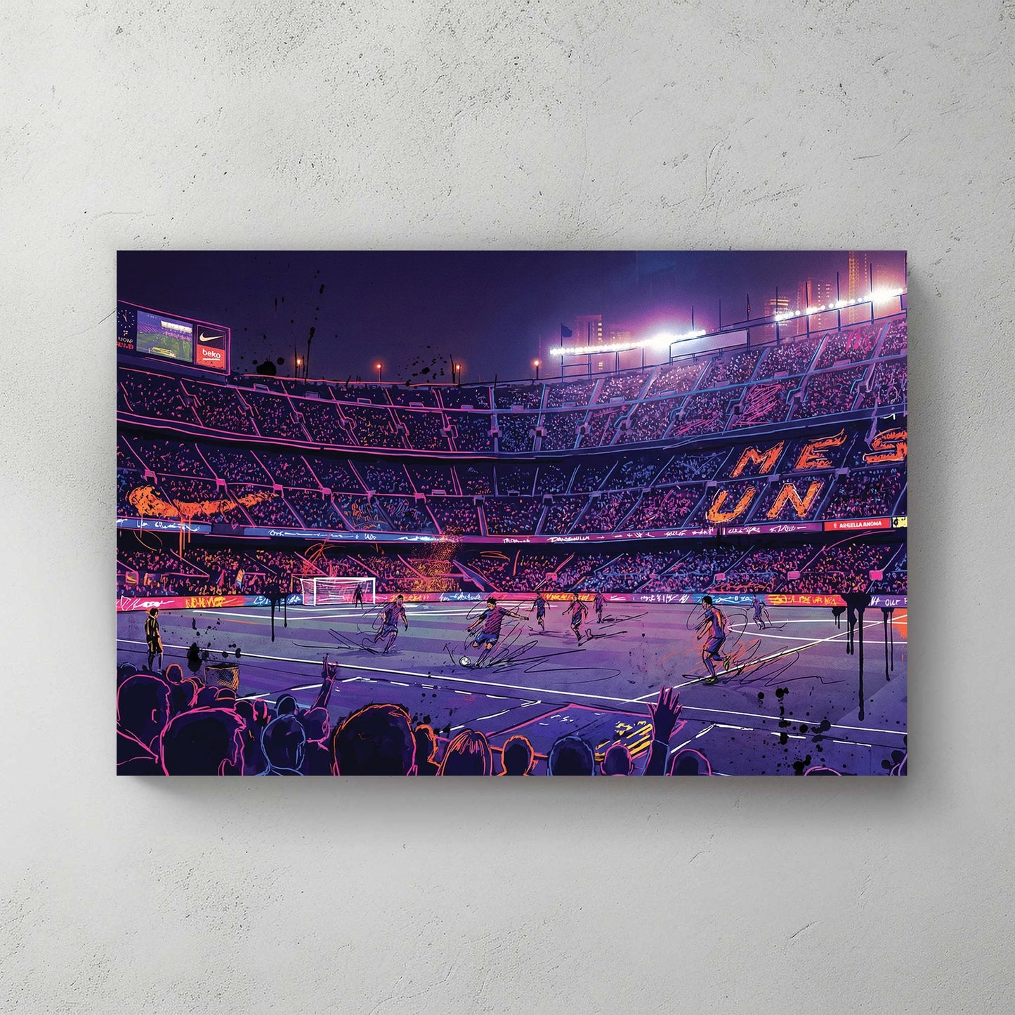 Barcelona FC Stadium neon urban wall art print football
