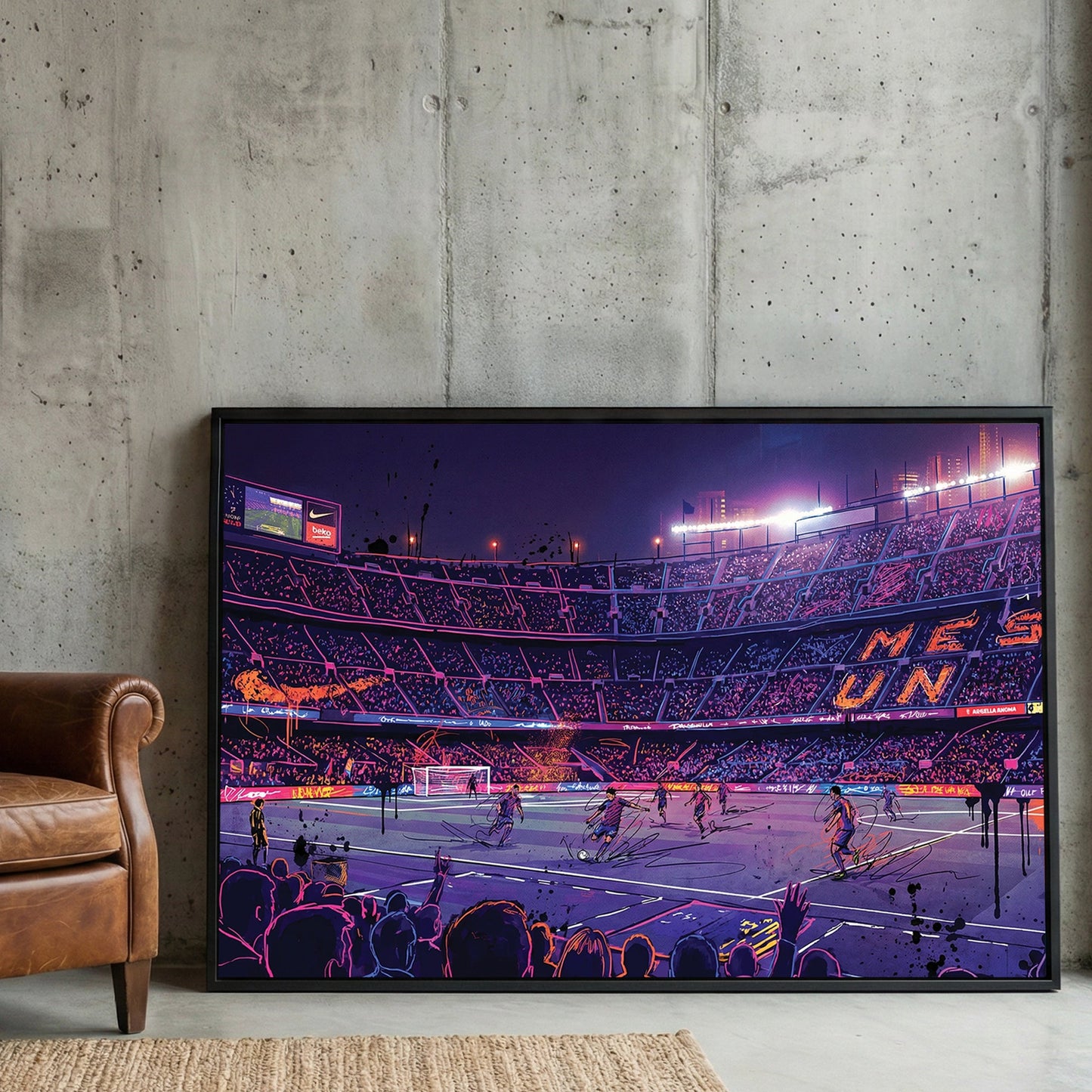 Barcelona FC Stadium neon urban wall art print football