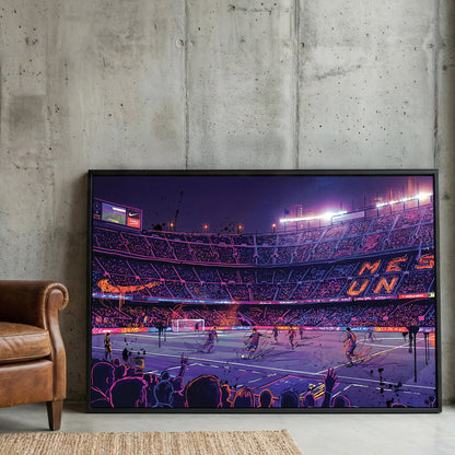 Barcelona FC Stadium neon urban wall art print football