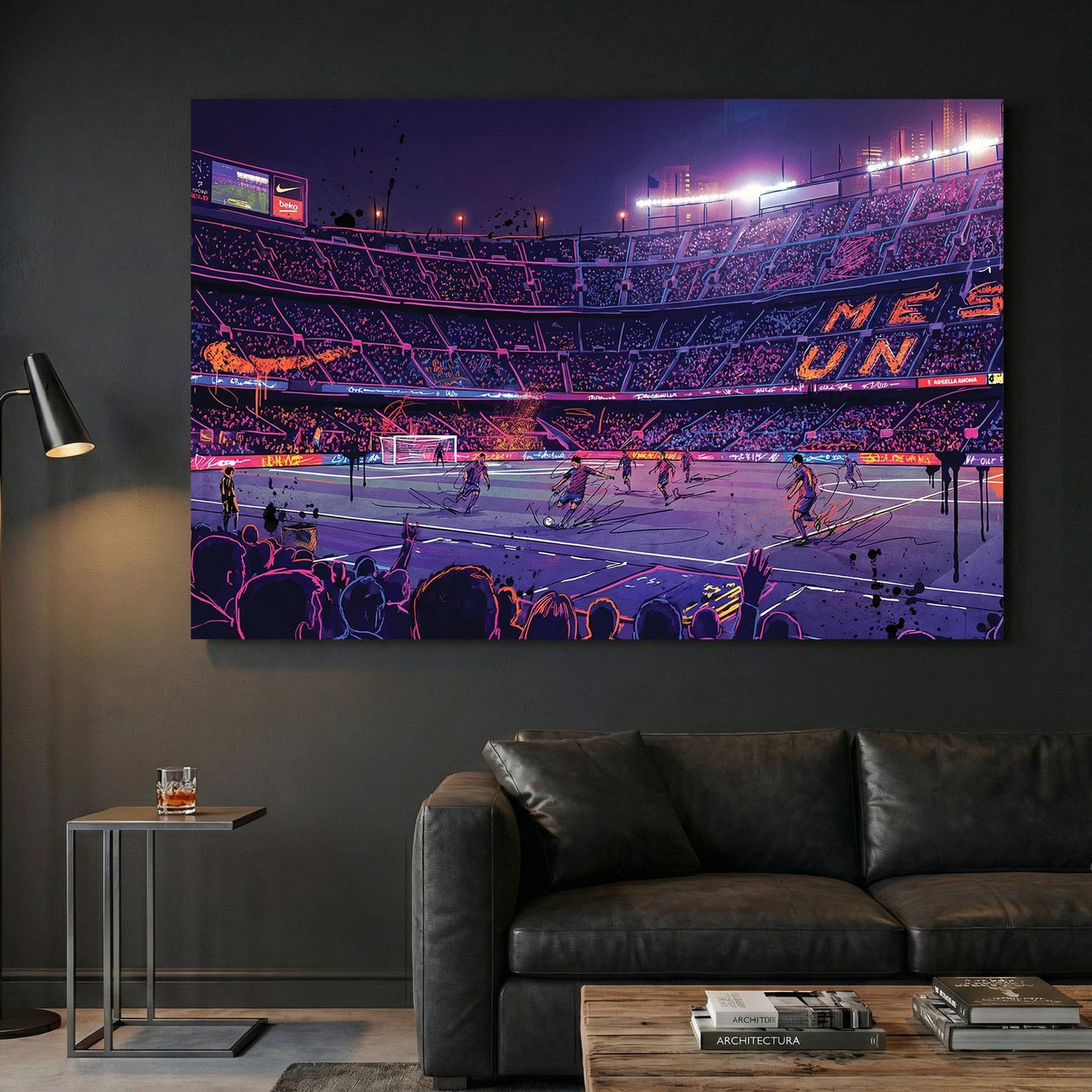 Barcelona FC Stadium neon urban wall art print football
