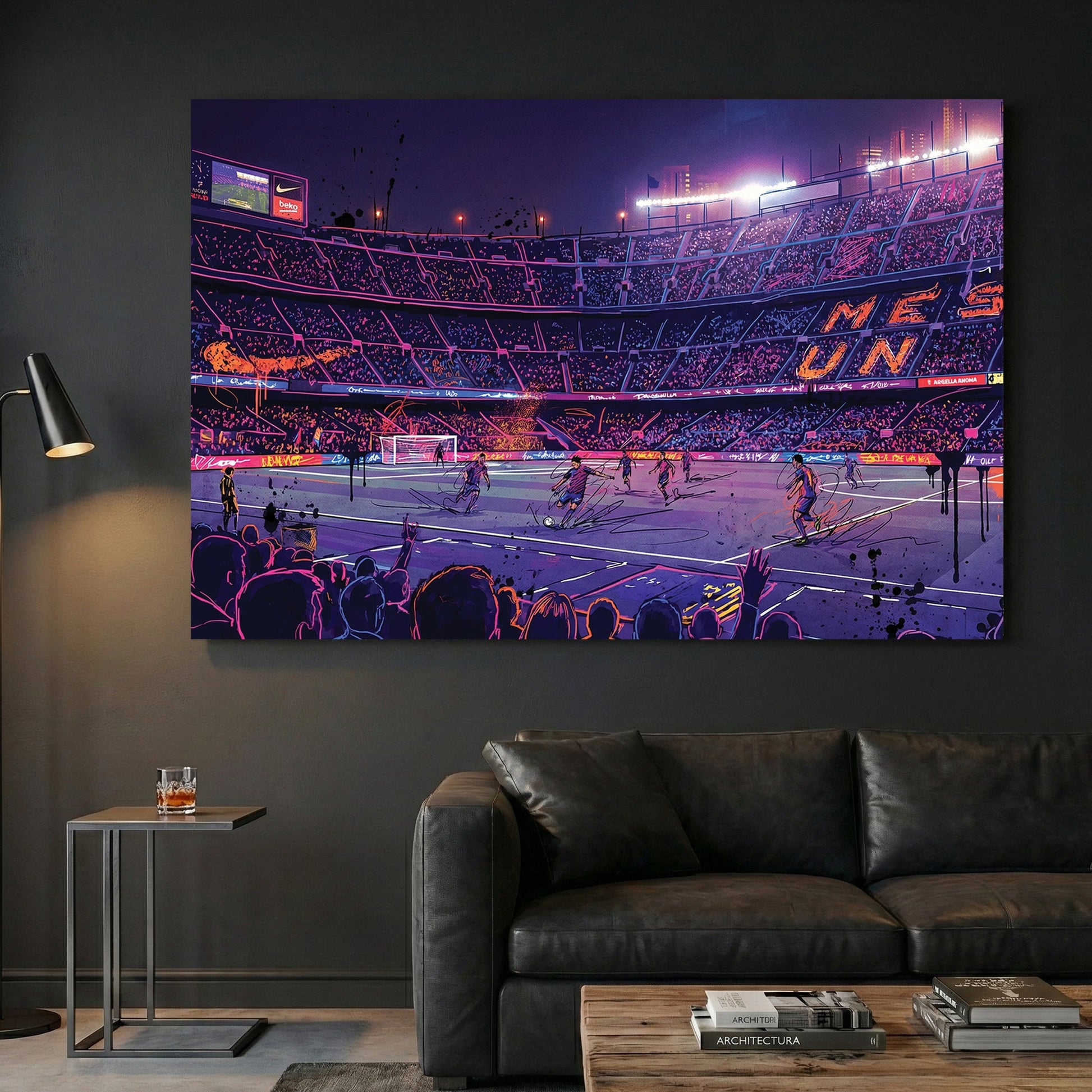 Barcelona FC Stadium neon urban wall art print football