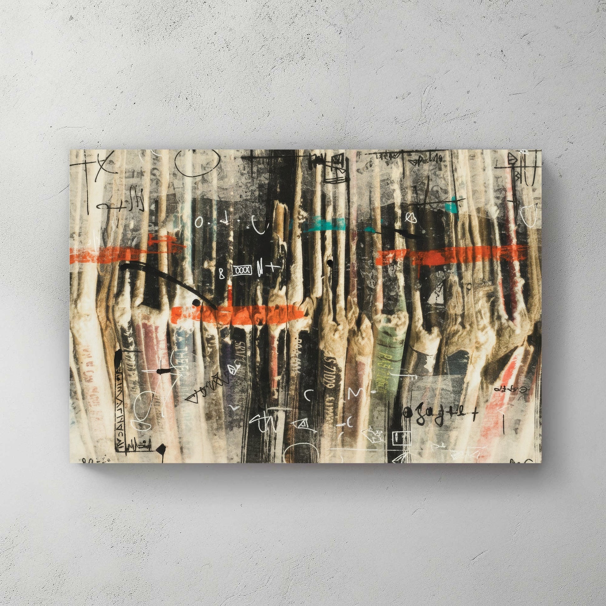Abstract old vinyls mixed media retro wall art print records
