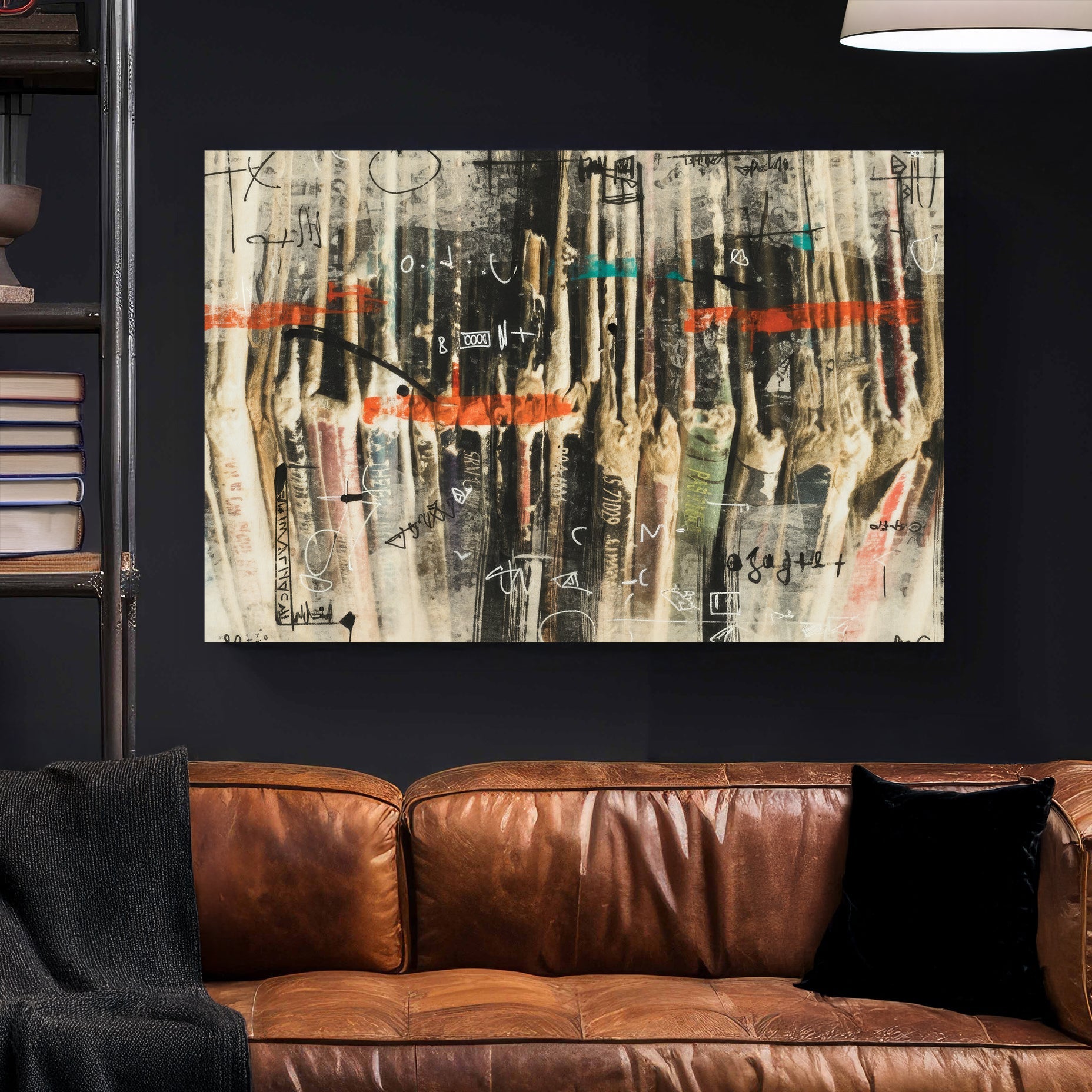 Abstract old vinyls mixed media retro wall art print records