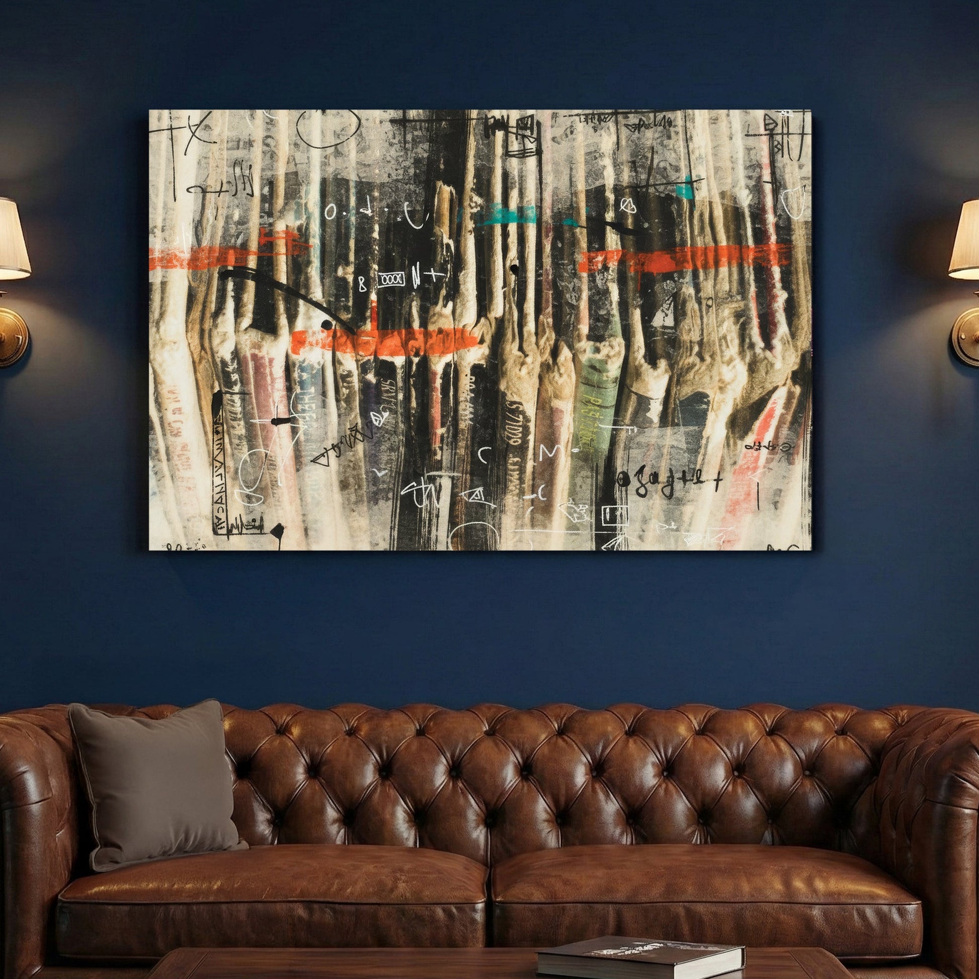Abstract old vinyls mixed media retro wall art print records