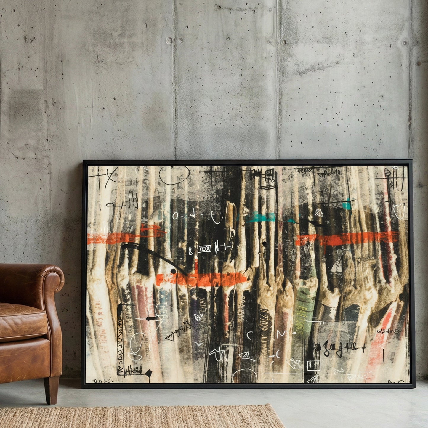 Abstract old vinyls mixed media retro wall art print records