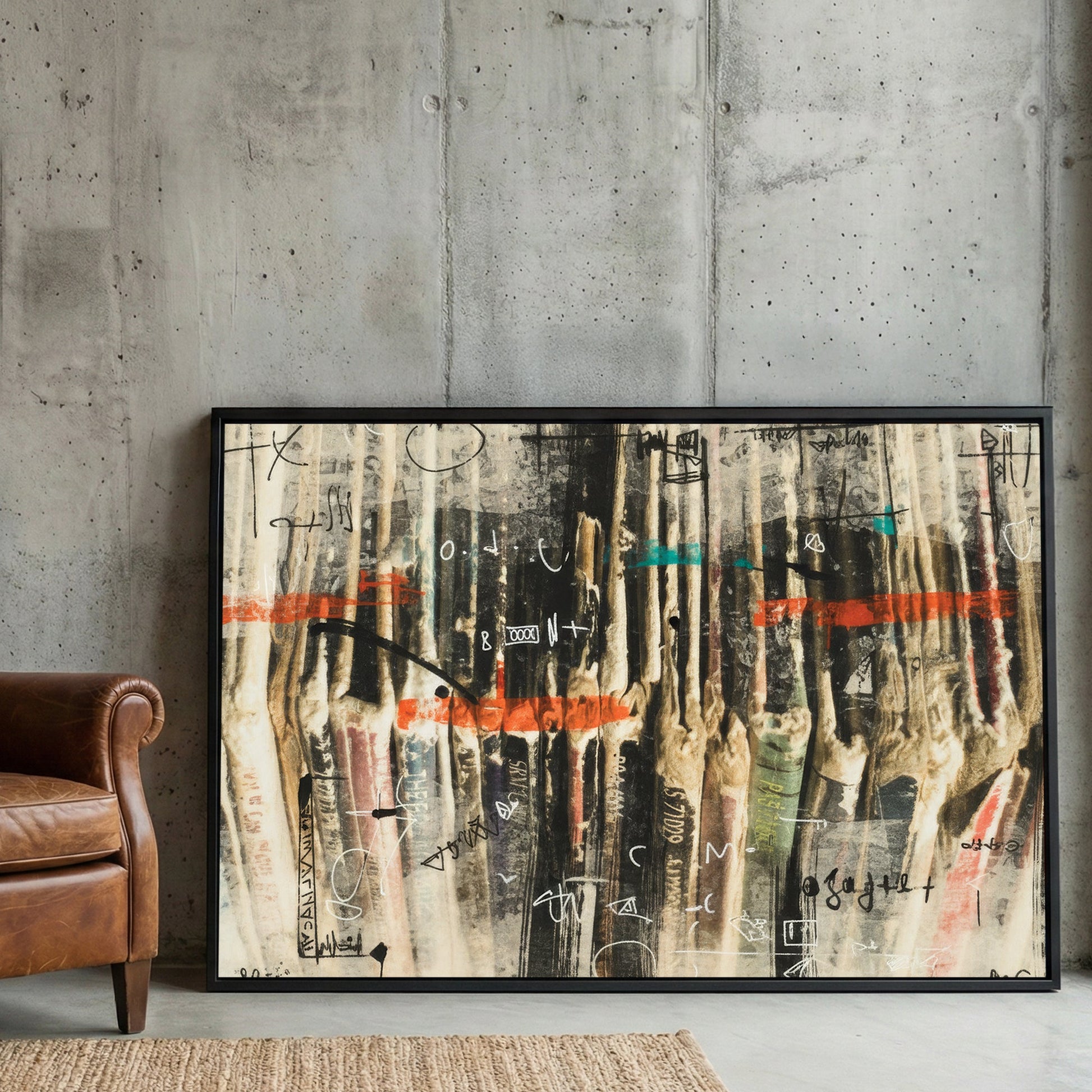 Abstract old vinyls mixed media retro wall art print records