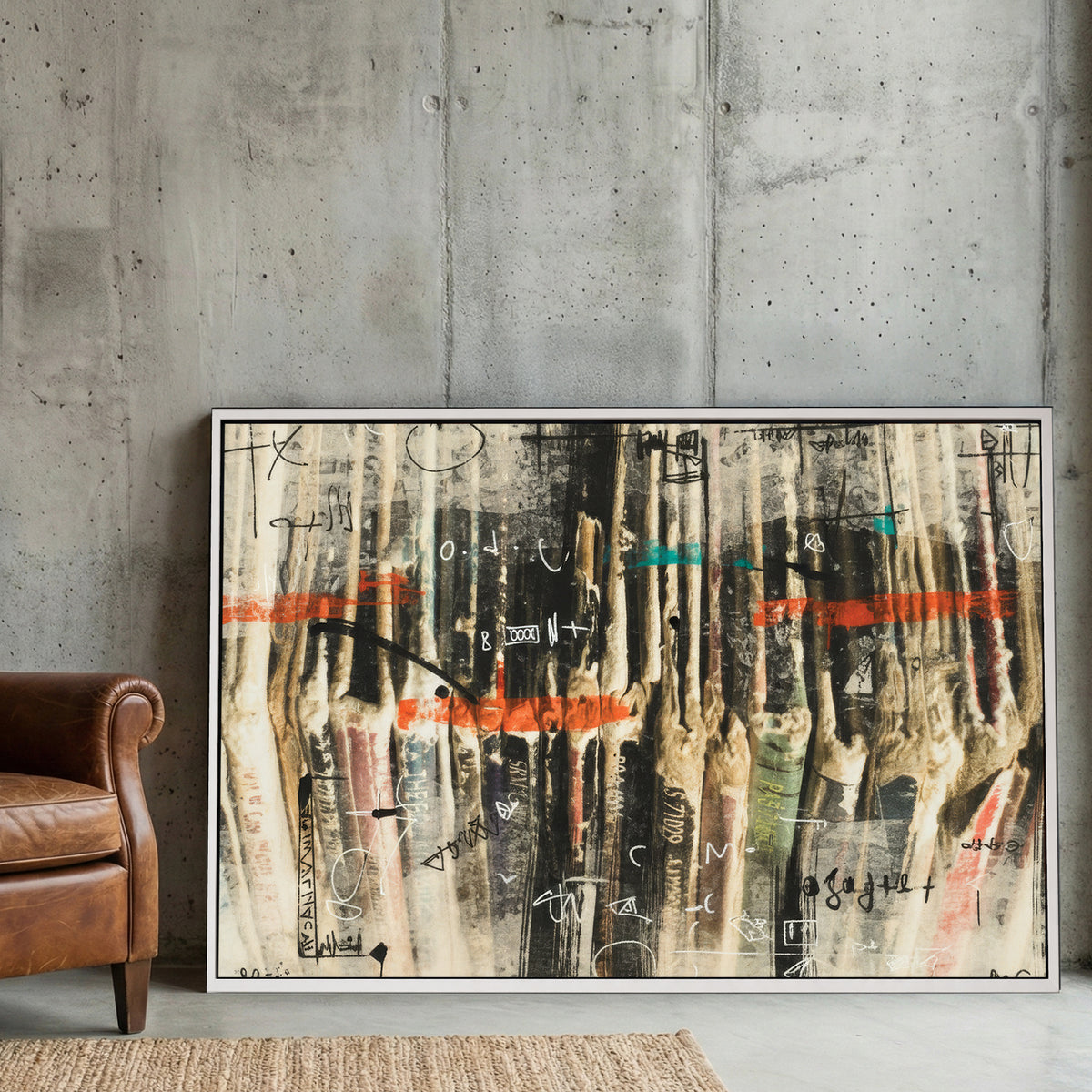 Abstract old vinyls mixed media retro wall art print records