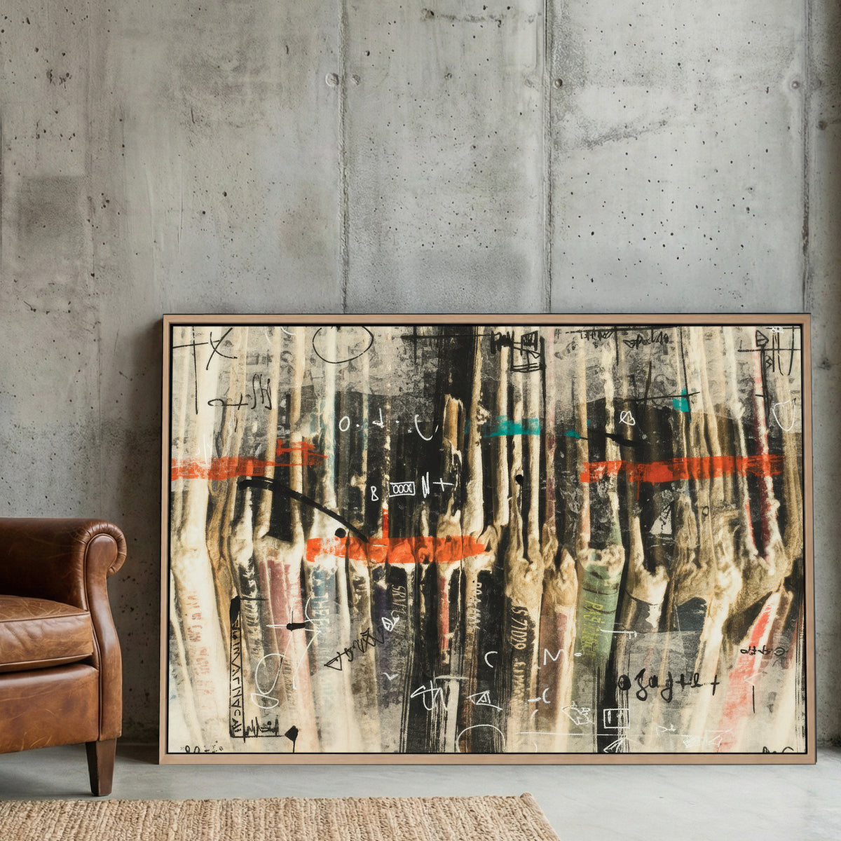 Abstract old vinyls mixed media retro wall art print records