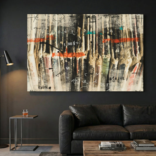 Abstract old vinyls mixed media retro wall art print records
