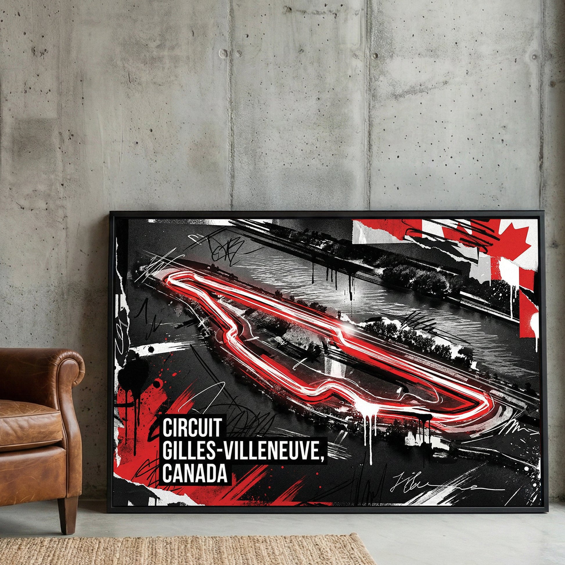 Circuit Gilles-Villeneuve Canadian racetrack neon racing wall art