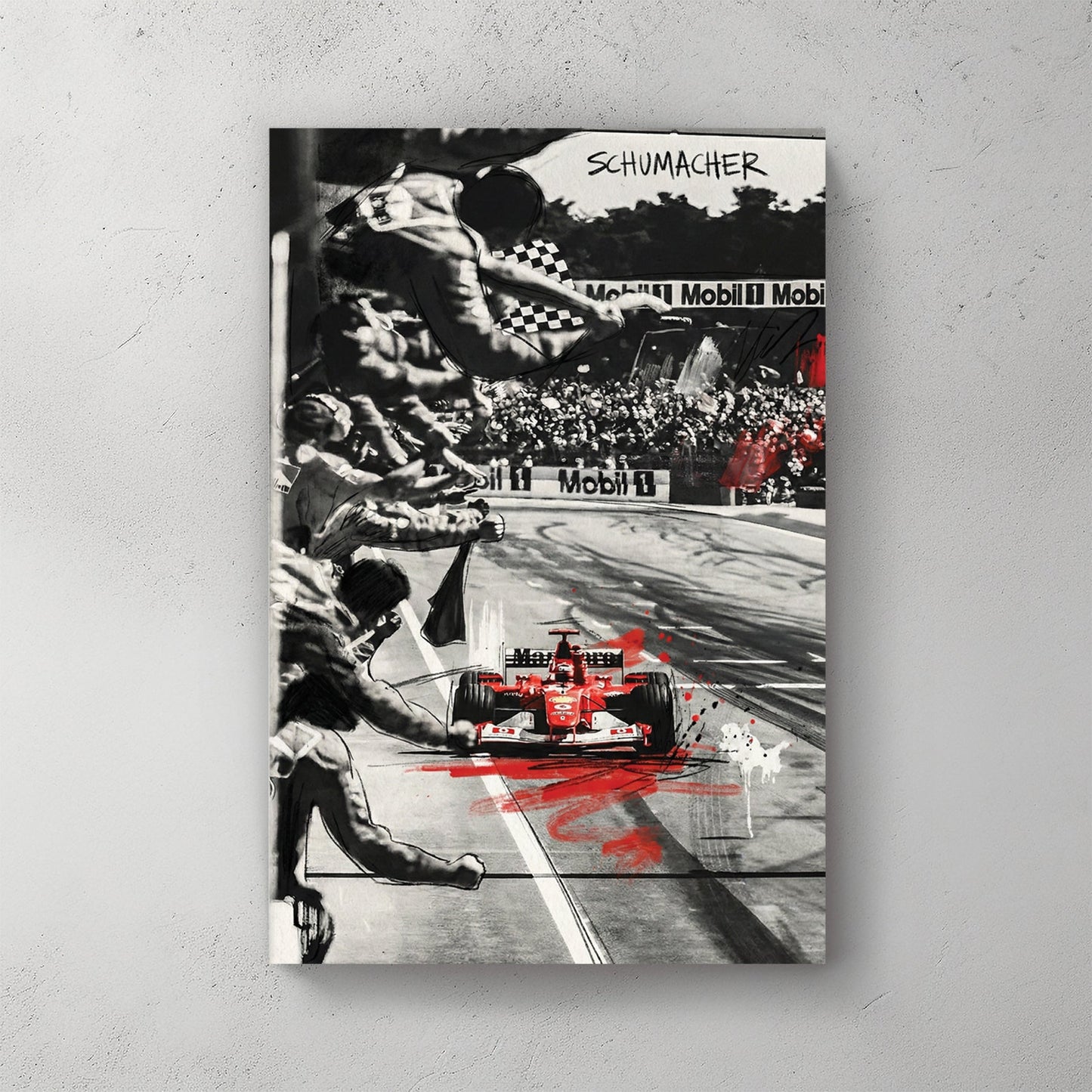 Michael Schumacher Formula 1 racing red car wall art print