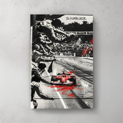 Michael Schumacher Formula 1 racing red car wall art print