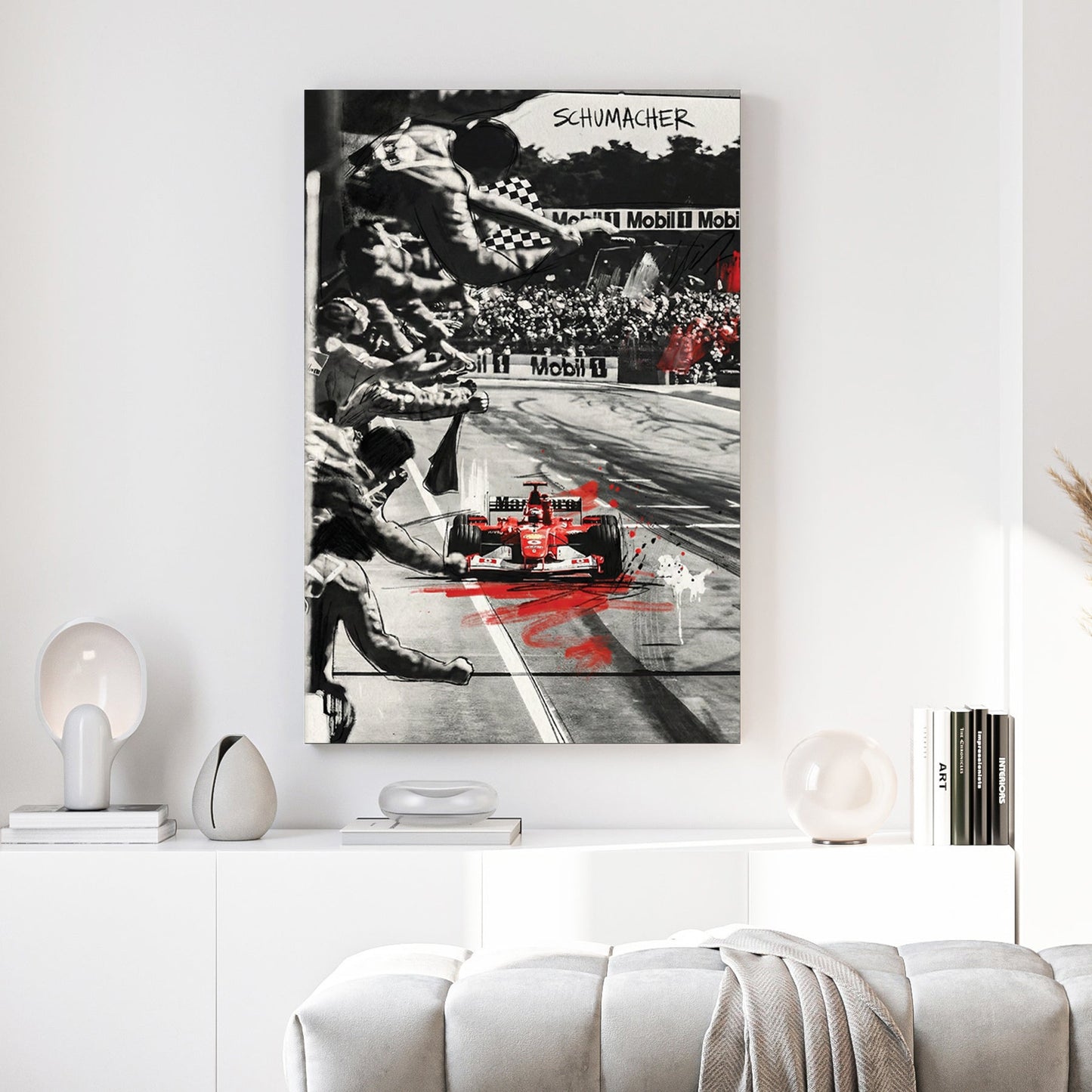Michael Schumacher Formula 1 racing red car wall art print