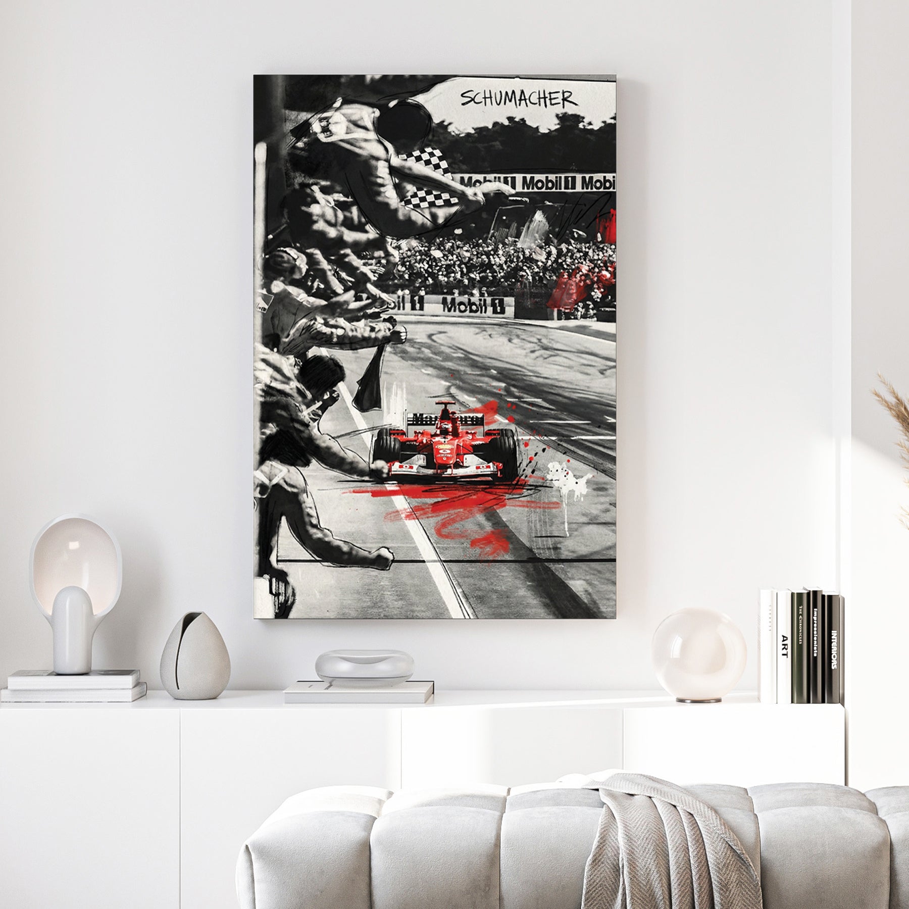 Michael Schumacher Formula 1 racing red car wall art print