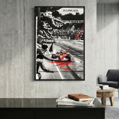 Michael Schumacher Formula 1 racing red car wall art print