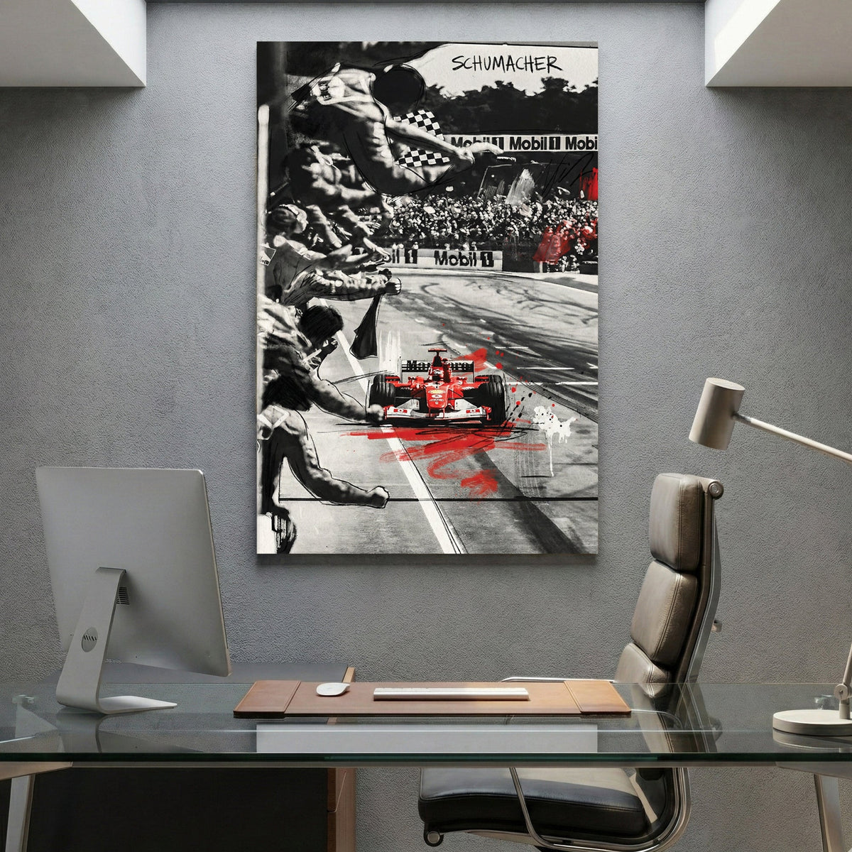Michael Schumacher Formula 1 racing red car wall art print