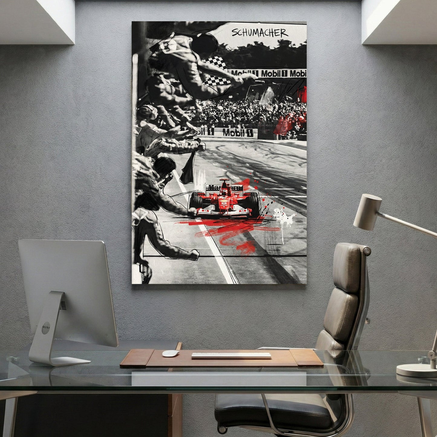 Michael Schumacher Formula 1 racing red car wall art print