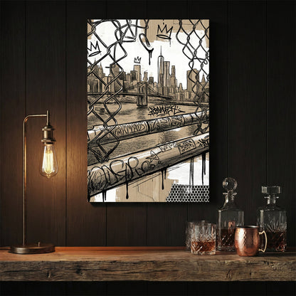 New York City street art urban graffiti wall art print skyline