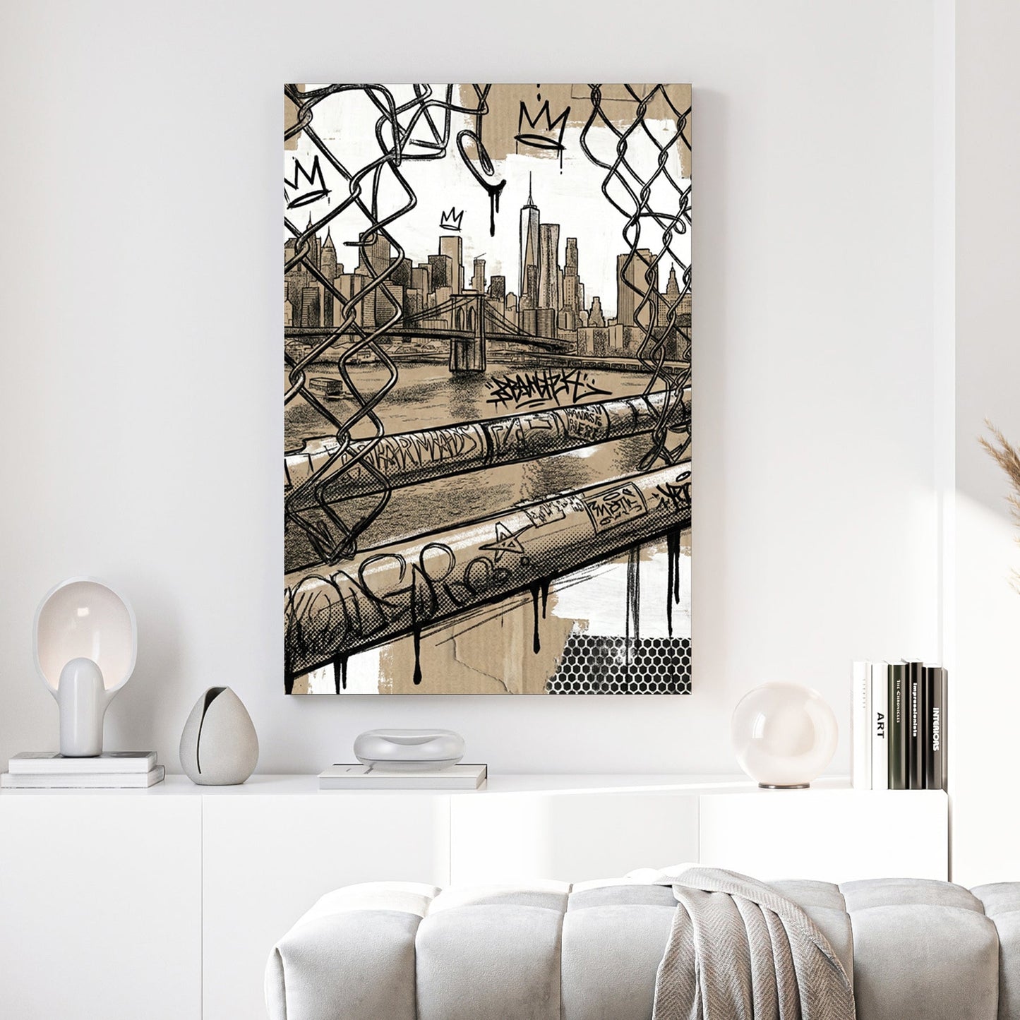 New York City street art urban graffiti wall art print skyline