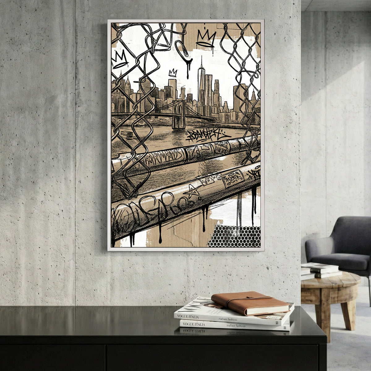 New York City street art urban graffiti wall art print skyline