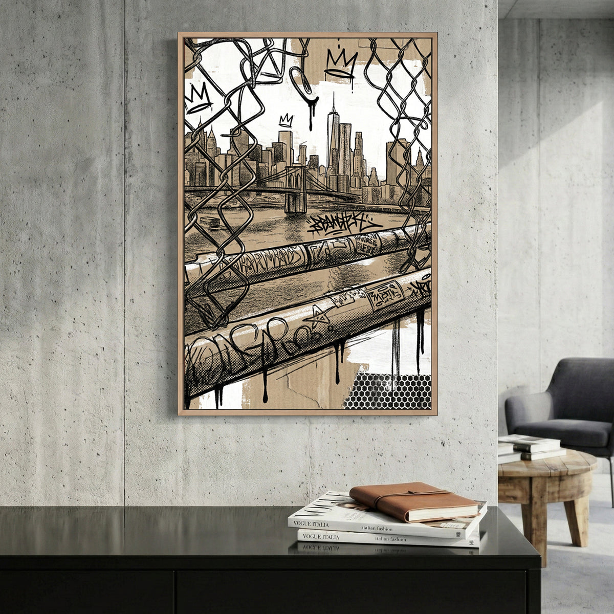 New York City street art urban graffiti wall art print skyline