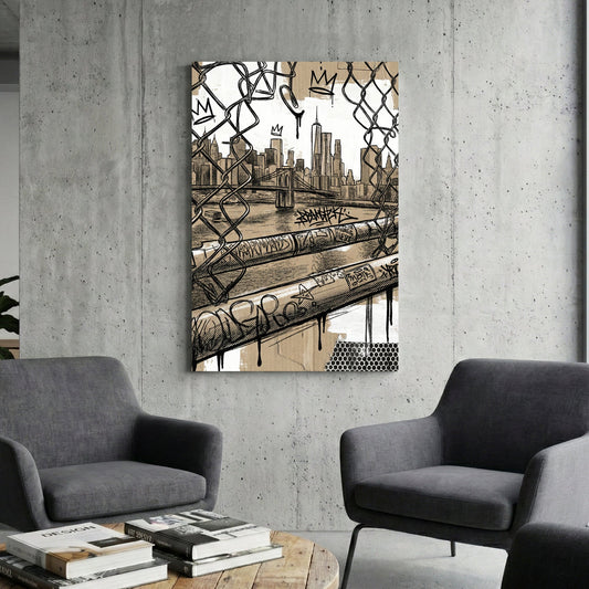 New York City street art urban graffiti wall art print skyline