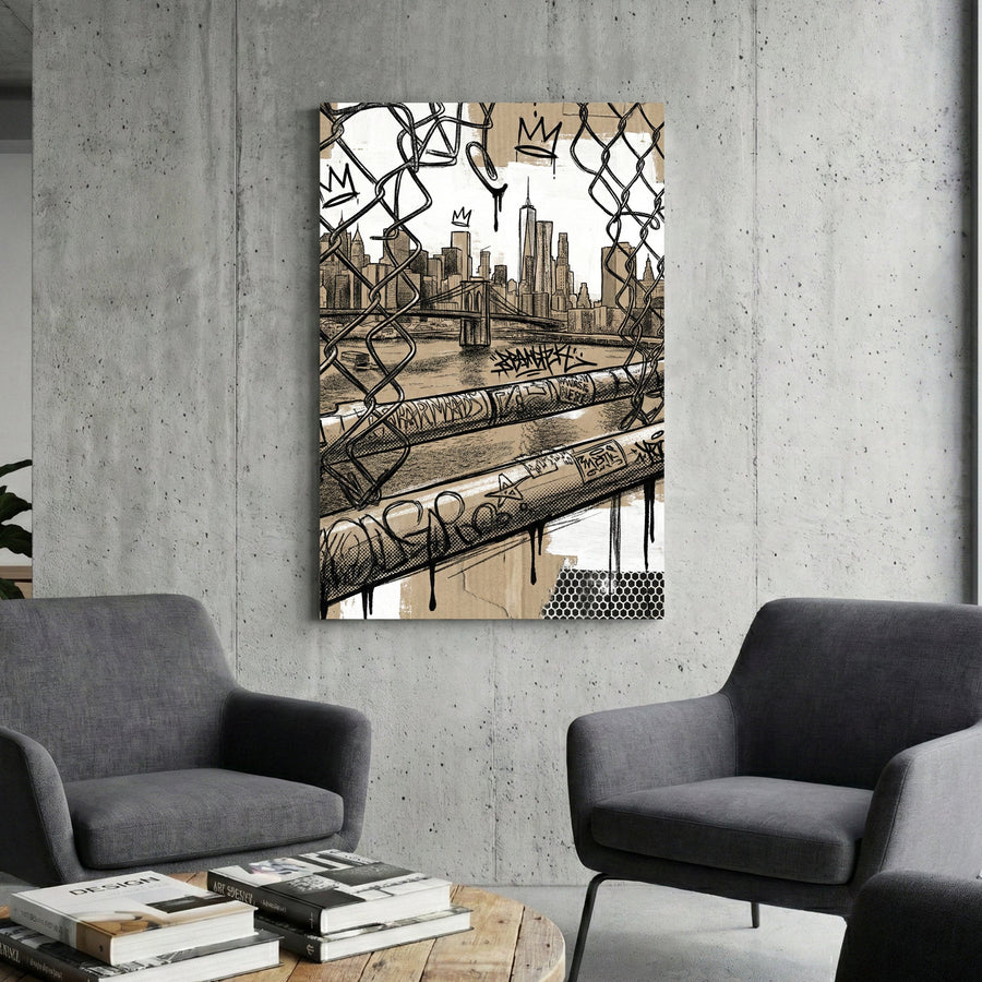 New York City street art urban graffiti wall art print skyline