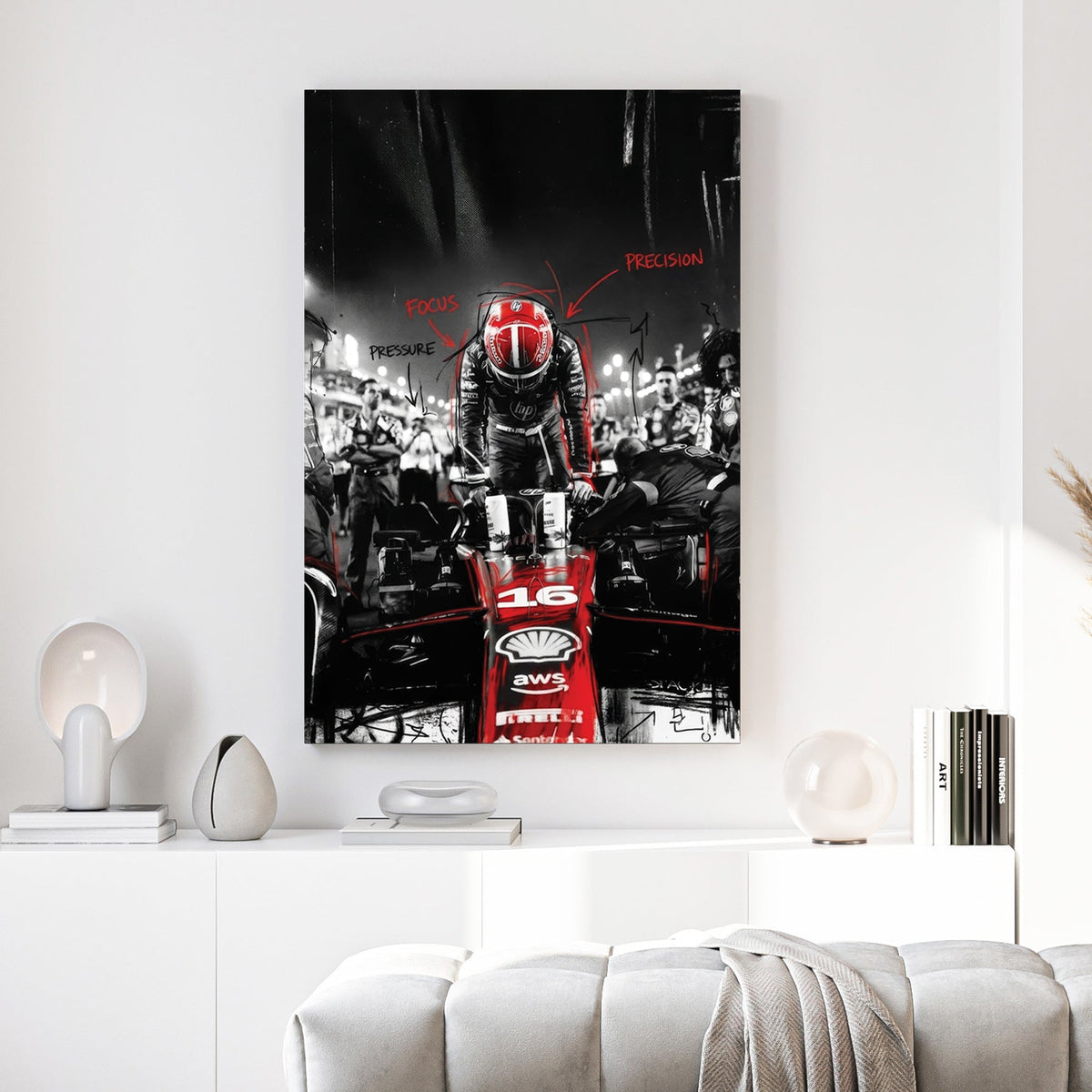 Charles Leclerc F1 driver portrait racing wall art print bold
