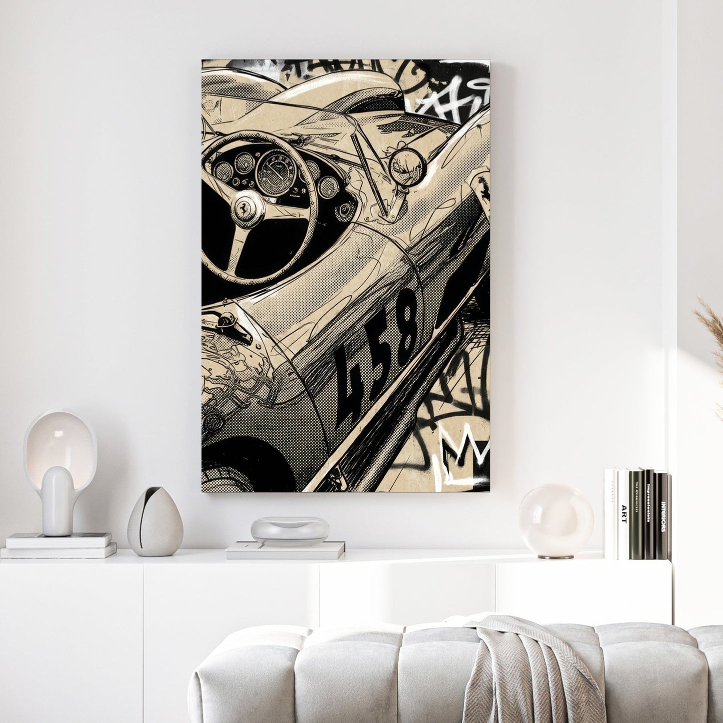 Vintage Ferrari sketch retro graffiti automotive wall art print