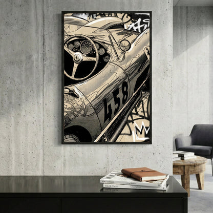 Vintage Ferrari sketch retro graffiti automotive wall art print