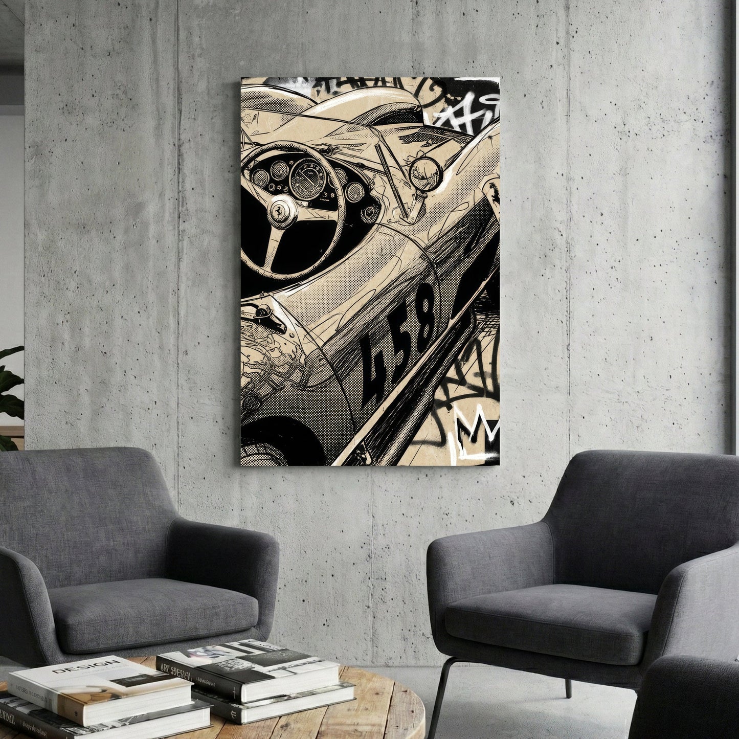 Vintage Ferrari sketch retro graffiti automotive wall art print