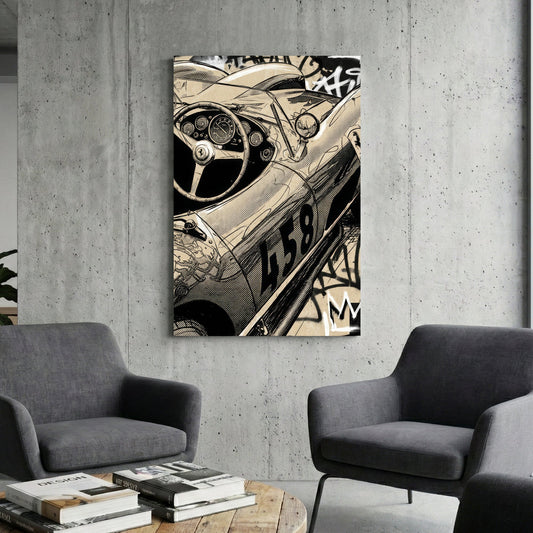 Vintage Ferrari sketch retro graffiti automotive wall art print