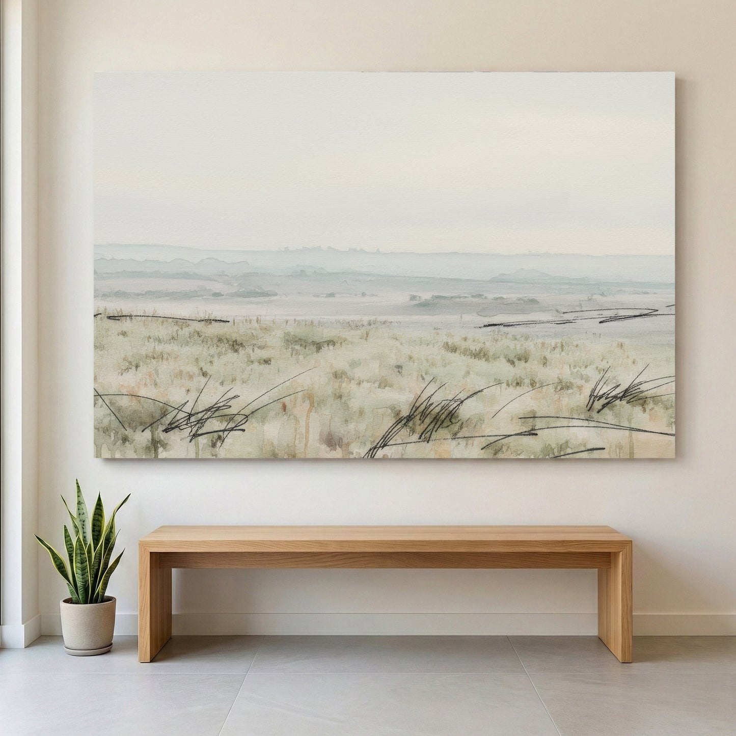 Coastal beach dunes beach grass watercolour landscape wall art