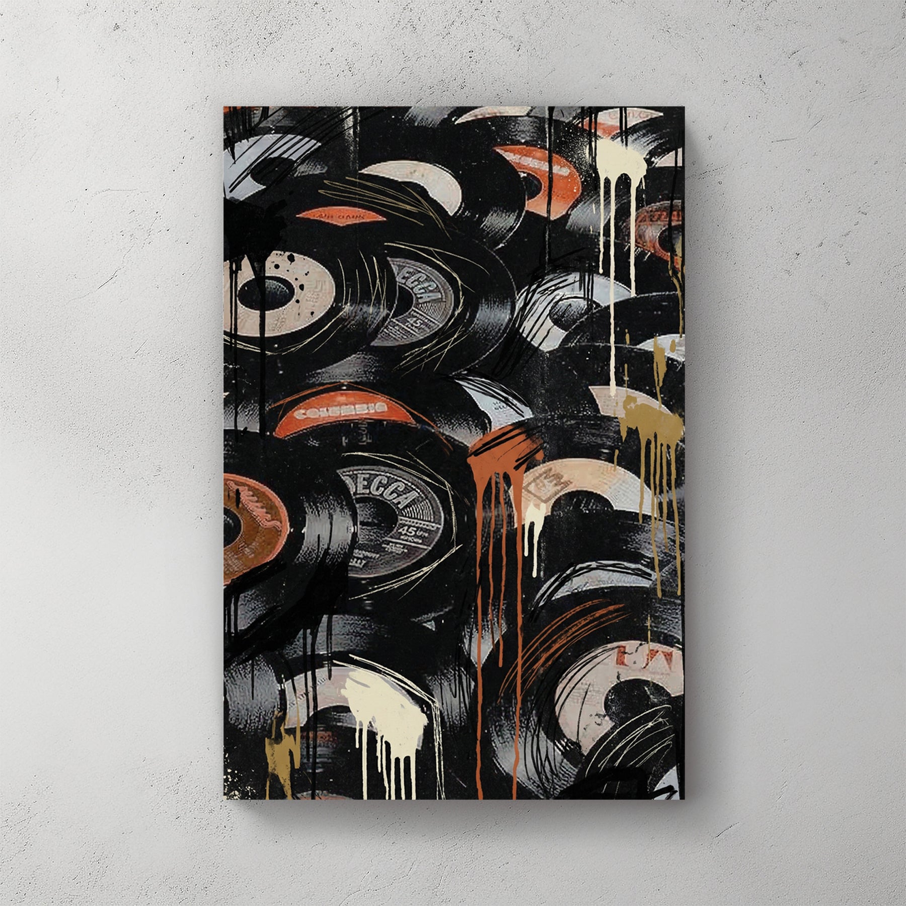 Vinyl records music street art urban black orange wall art