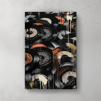 Vinyl records music street art urban black orange wall art