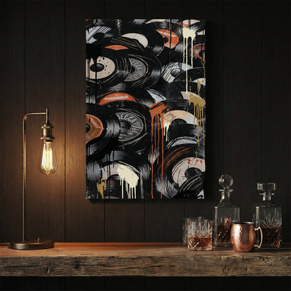 Vinyl records music street art urban black orange wall art