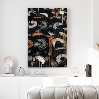 Vinyl records music street art urban black orange wall art