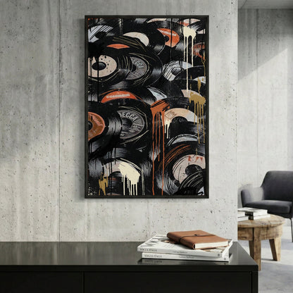 Vinyl records music street art urban black orange wall art