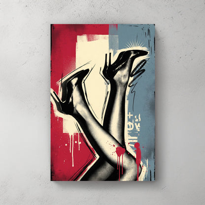 Women's legs in heels pop art illustration with bold colours